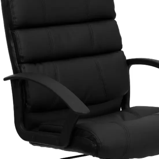 Emma and Oliver Mid-Back Black LeatherSoft Swivel Task Arm Office Chair with Accent Back image {4}