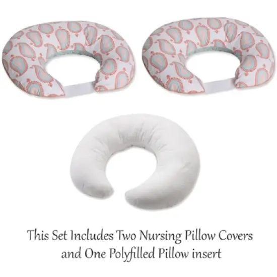 Bacati - 3 pc Sophia Paisley Aqua/Coral Hugster Feeding & Infant Support Nursing Pillow  image {3}