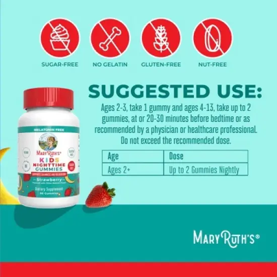 MaryRuth's Kids Nighttime No Melatonin Gummies, Strawberry, 60 ct image {2}
