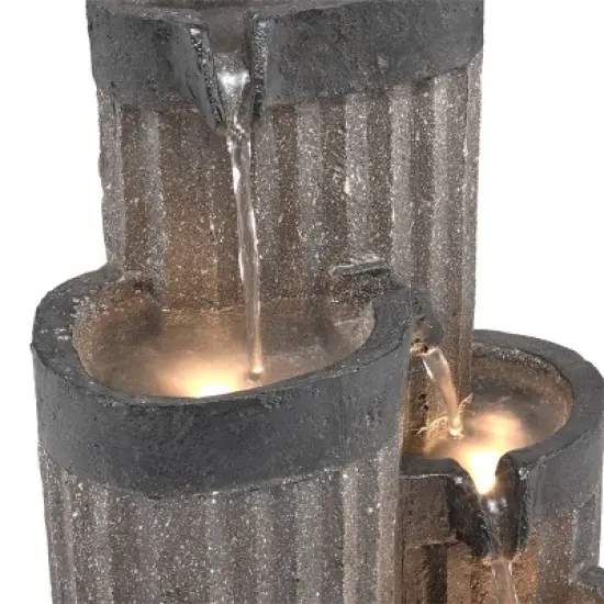 14" Cascading Pillar Tabletop Fountain with LED Lights Gray - Alpine Corporation image {5}