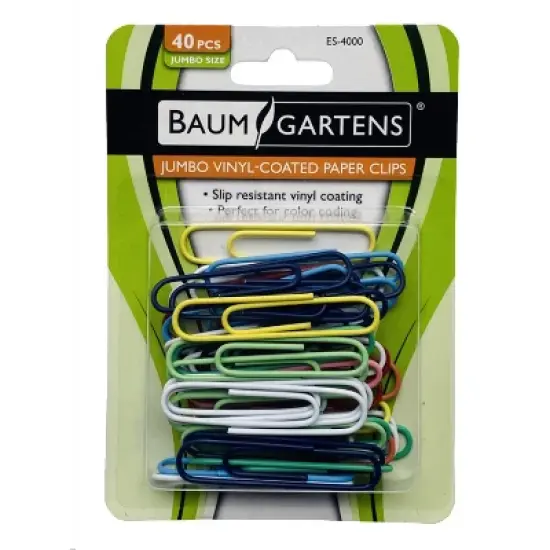 Baumgartens Vinyl-Coated Paper Clips, Jumbo Size, 40 Per Pack, 10 Packs image {1}