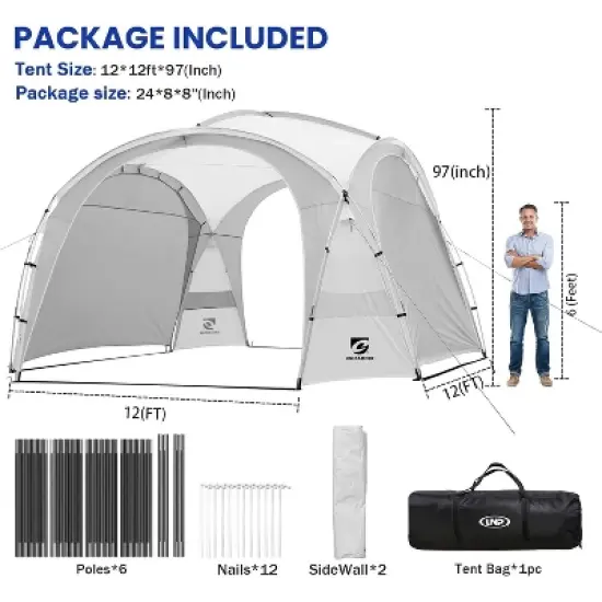 Anybear 12x12FT White Beach Tent Sun Shelter with UPF50+ Protection image {2}