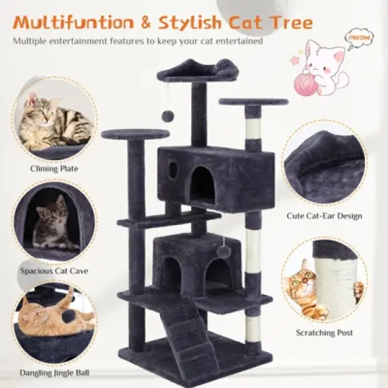 Gulches Multi-functional cat tree house cat climbing frame, lounge and recreation area detachable toy image {2}