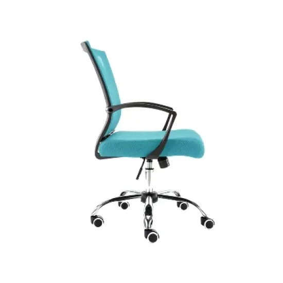 Modern Home Zuna Ergonomic Design Breathable Mesh Modern Mid Back Office Desk Chair with Lumbar Support, Steel Base, and Rolling Wheels, Black & Aqua image {1}