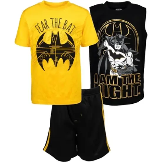 DC Comics Justice League Batman T-Shirt Tank Top and Mesh Shorts 3 Piece Outfit Set Toddler  image {12}