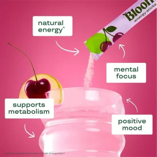 BLOOM NUTRITION Natural Energy Stick Packs Cherry Lime - 10pk image {2}