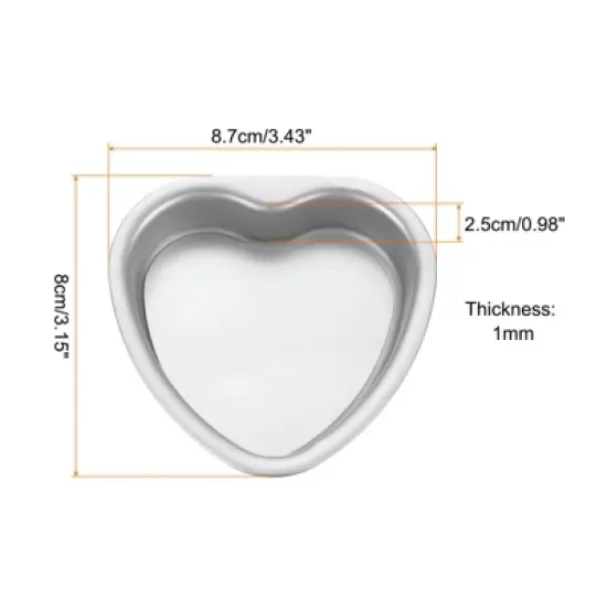 Unique Bargains Aluminum Nonstick Heart Shaped Removable Bottom Cake Pan 2 Pcs image {1}