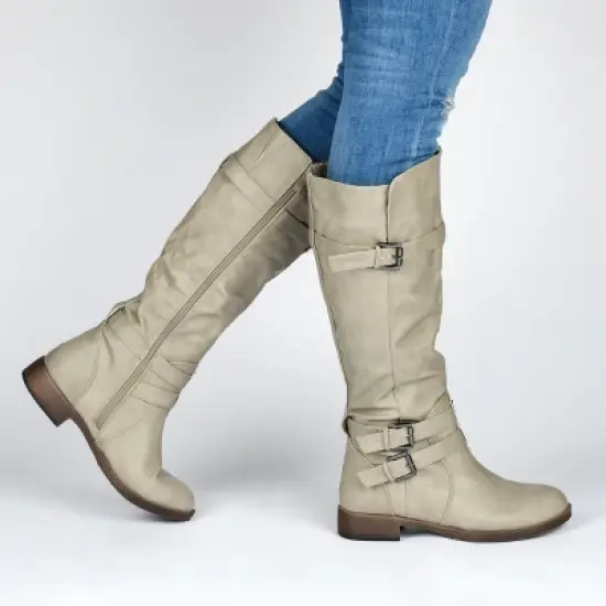 Journee Collection Womens Bite Stacked Heel Riding Boots image {8}