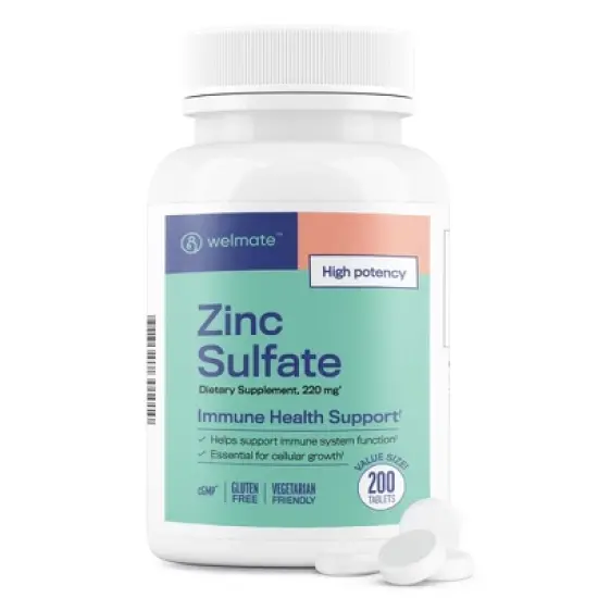 WELMATE Zinc 220mg Dietary Supplement Caplets - 200ct image {6}
