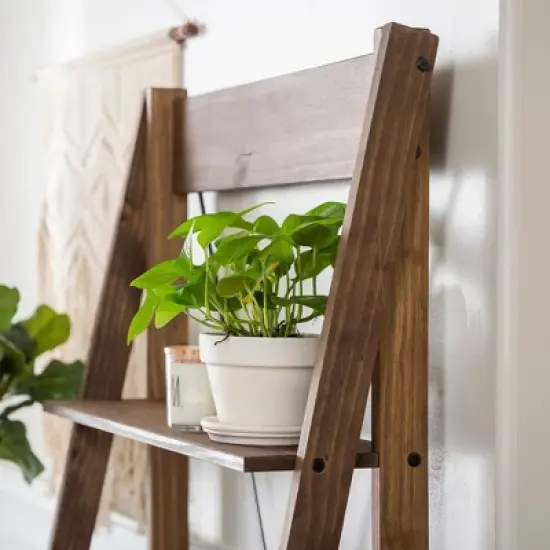 68.25" Boho 4 Tier Solid Wood Ladder Bookshelf Plant Stand - Saracina Home image {5}
