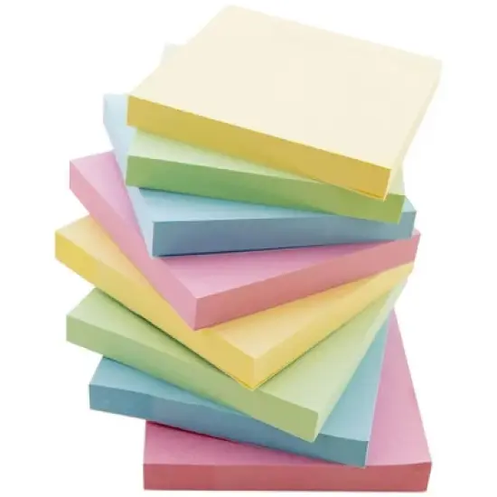 BAZIC Products&reg; Stick On Notes, 3" x 3", Assorted, 100 Sheets, 12 Per Pack, 3 Packs image {1}