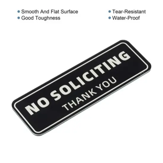 Unique Bargains Acrylic Smooth Self-Adhesive Decor Home Business No Soliciting Sign image {3}