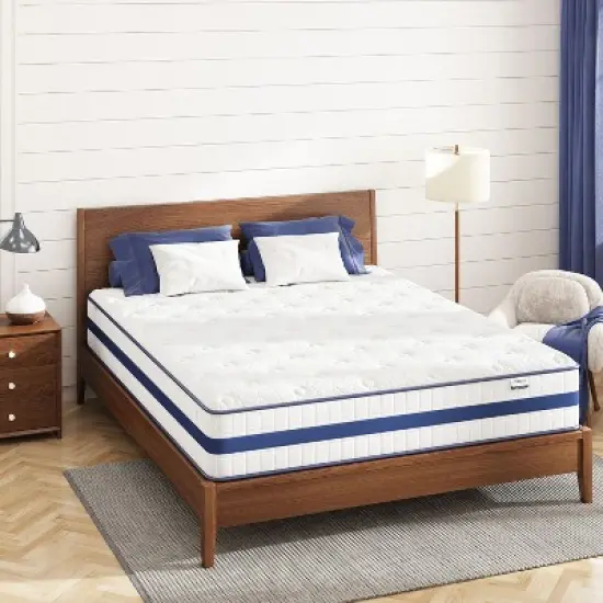 NicBex 12 Inch Queen Hybrid Mattress, Cooling Memory Foam with Individually Wrapped Coils and Luxury Sleep System image {1}