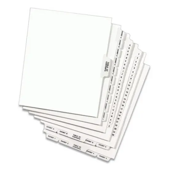 Avery Preprinted Legal Exhibit Side Tab Index Dividers, Avery Style, 25-Tab, 1 to 25, 11 x 8.5, White, 1 Set image {4}
