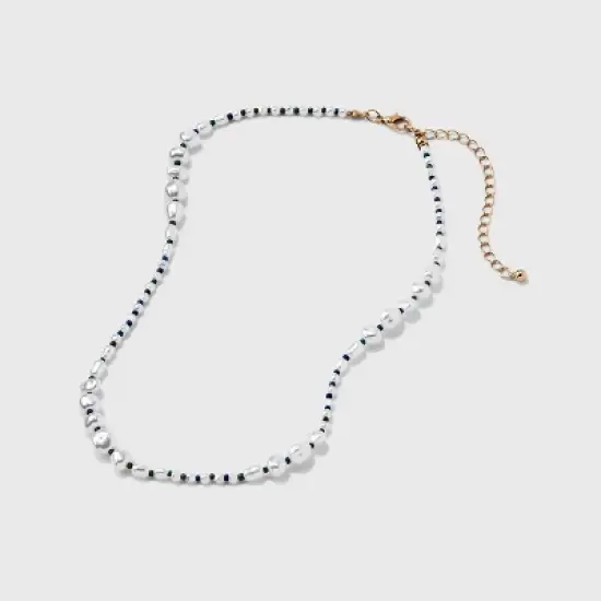 Mixed Simulated Pearl Beaded Necklace - Universal Thread&trade; Ivory image {3}