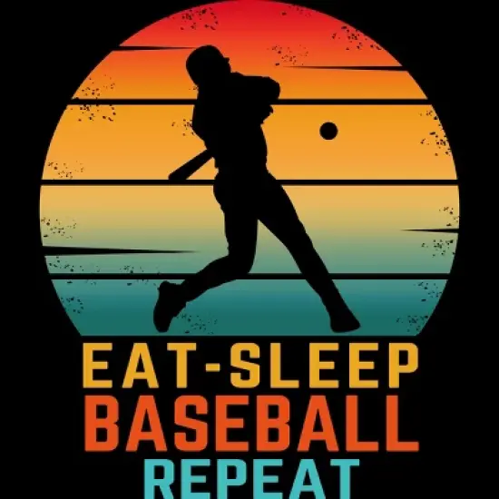 Men's Design By Humans EAT SLEEP BASEBALL REPEAT By punsalan T-Shirt image {1}