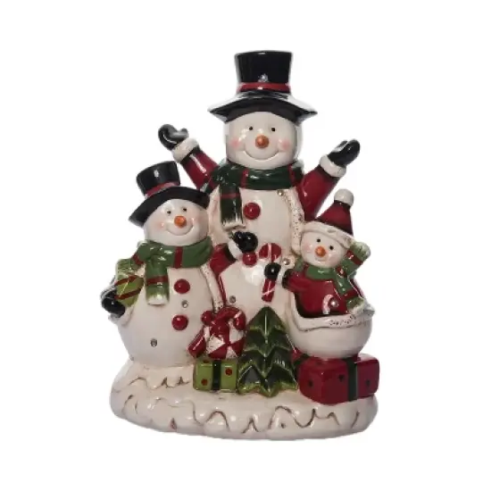 Transpac Dolomite Light Up Jolly Snowmen D&eacute;cor - Festive Christmas Decorative Objects for Holiday Cheer image {2}