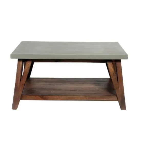 Brookside Entryway Bench Concrete Coated Top and Wood Light Gray/Brown - Alaterre Furniture image {1}
