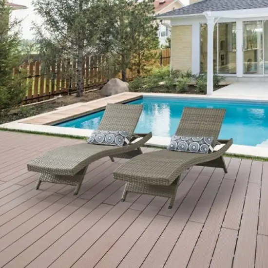 Probe Hues 2 PCS Wicker Patio Lounge Chair with 5-Ajustable Backrest and Pillow image {9}