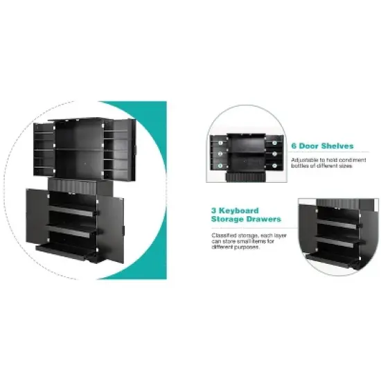 Bella Depot Freestanding 72" Kitchen Pantry Cabinet with Drawers & Adjustable Shelves image {9}