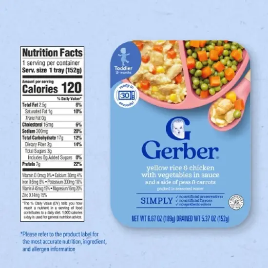 Gerber Baby Food Yellow Rice & Chicken with Vegetables Sauce Toddler - 6.67oz image {6}