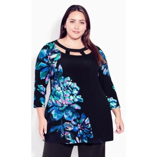 Women's Plus Size Harriet Placement Tunic - Blue | EVANS image {6}