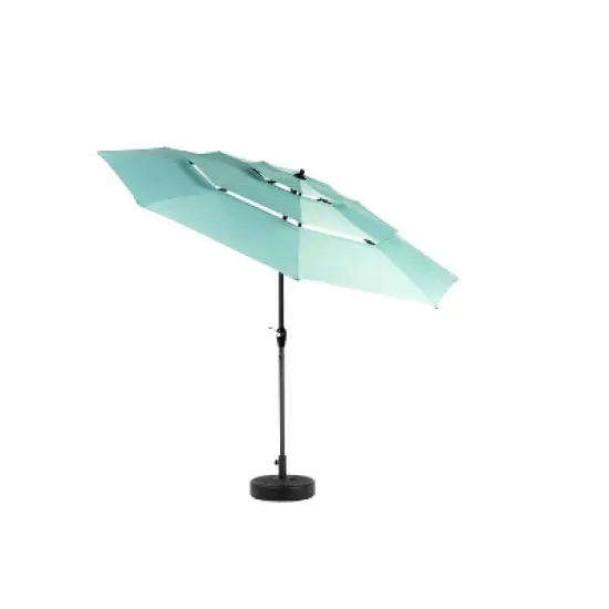 DOMETOUR Aluminium 10ft 3 Tier Auto-Tilt Patio Umbrella, Outdoor Market Table Pool Umbrella, Light Green (Base Not Included) image {2}
