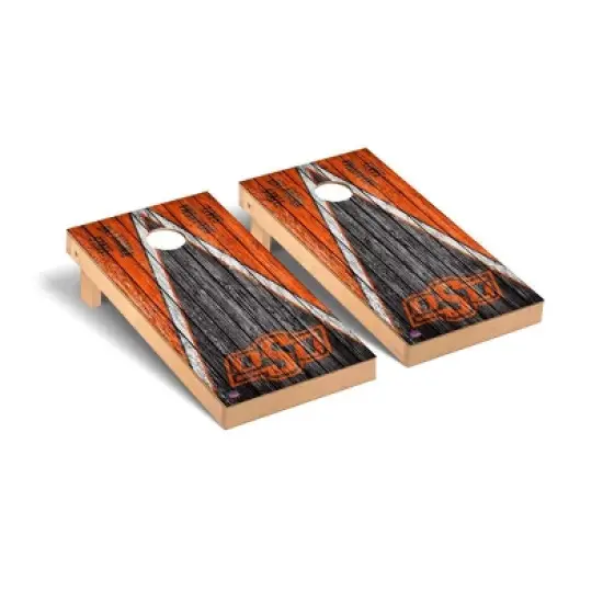 NCAA Oklahoma State Cowboys Premium Cornhole Board Triangle Weathered Version image {1}