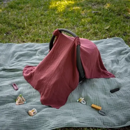 Muslin Cotton Baby Car Seat Cover, Universal Fit Carseat Canopy Covers for babies, Girls and Boys By Comfy Cubs image {1}