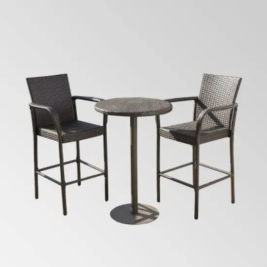 Stella 3pc Wicker 26" Round Bar Set Multibrown - Christopher Knight Home image {1}