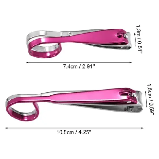 Unique Bargains 2 Pcs Nail Cutter Set Professional Nail Clipper Kit for Travel or Home Pink Stainless Steel image {3}