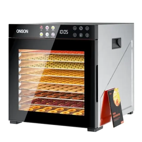 10-Tray Stainless Steel Food Dehydrator, 1000W Electric Dryer for Jerky, Fruit, Herbs, Vegetables & Pet Snacks image {8}
