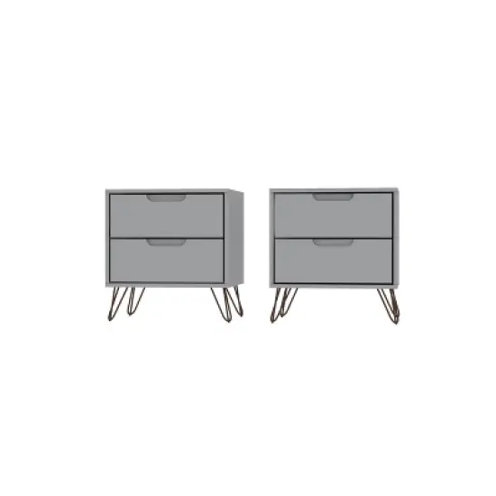 Set of 2 Rockefeller 2 Drawer Nightstands - Manhattan Comfort image {17}