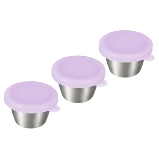 Unique Bargains Stainless Steel Picnic Travel Salad Dressing Condiment Container Cups with Lids 3 Pcs image {5}