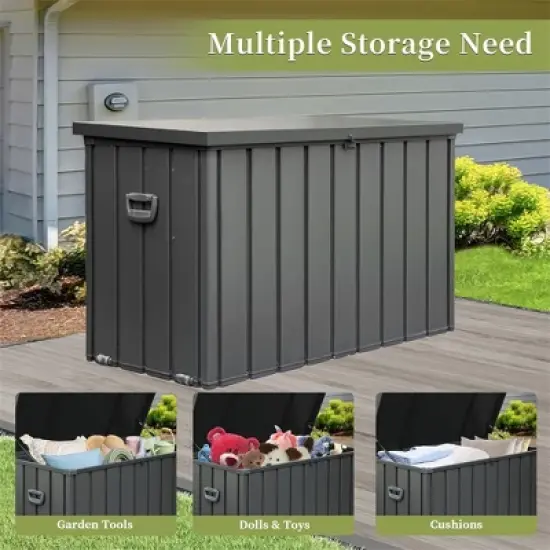 DOMETOUR 200 Gallon Waterproof Outdoor Deck Box, Large Patio Storage Bin for Cushions, Tools, Lockable, Dark Gray image {6}