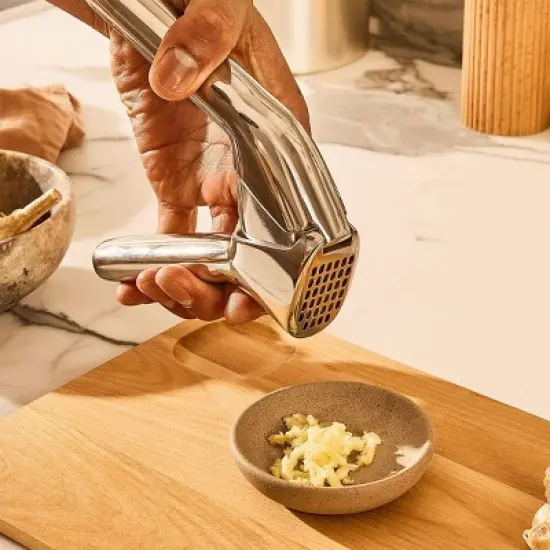 Caraway Home Stainless Steel Garlic Press: Silver Flat Grater, Hand Wash, 6.4" Length, 1.1 lbs, Single Piece image {2}