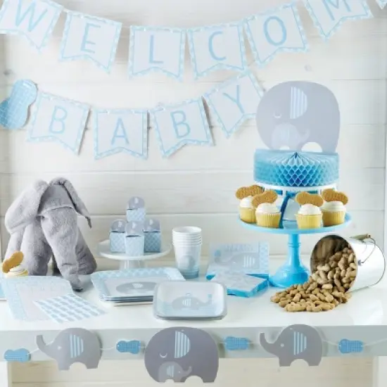48ct Little Peanut Boy Elephant Disposable Napkins Blue image {1}