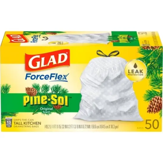 Glad ForceFlex Drawstring Trash Bags - Pinesol - 13 Gallon - 50ct image {6}
