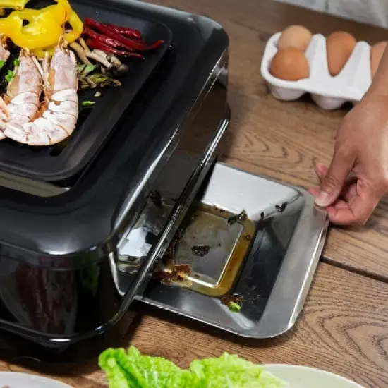 Barton 1600W Electric Smokeless Infrared Grill Adjustable Temperature BBQ Grilling Non-Stick Grate & Drip Tray image {4}