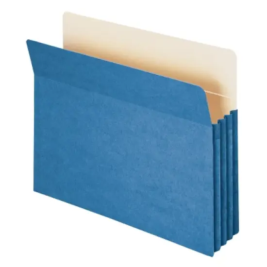 Smead File Pocket, Straight-Cut Tab, 3-1/2" Expansion, Letter Size, Blue, 25 per Box (73225) image {1}