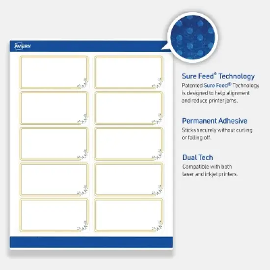 Avery 2" x 4" Labels, Gold Double Border with Florals, 100 ct image {2}