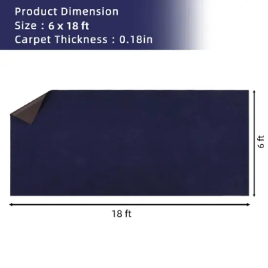 6FT x 18FT Boat Flooring Carpet, Marine Outdoor Rug, Indoor/Outdoor Mat for Patio Deck, TPR Non-Slip, Black, Waterproof, Ideal for Camping image {4}