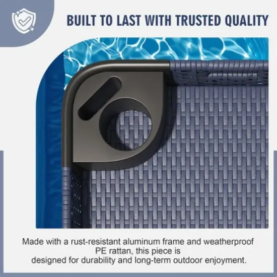 YARDSIGHT Wicker Floating Tray with Aluminum Frame - Pool Accessory for Drinks & Snacks - Fits Most Pools - Perfect for Parties & Relaxing image {4}