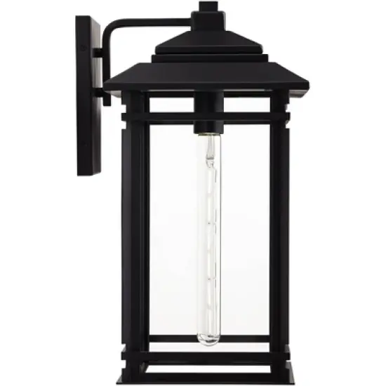 John Timberland North House Mission Outdoor Wall Light Fixture Matte Black Metal 19" Clear Glass for Post Exterior Barn Deck House Porch Yard Patio image {6}