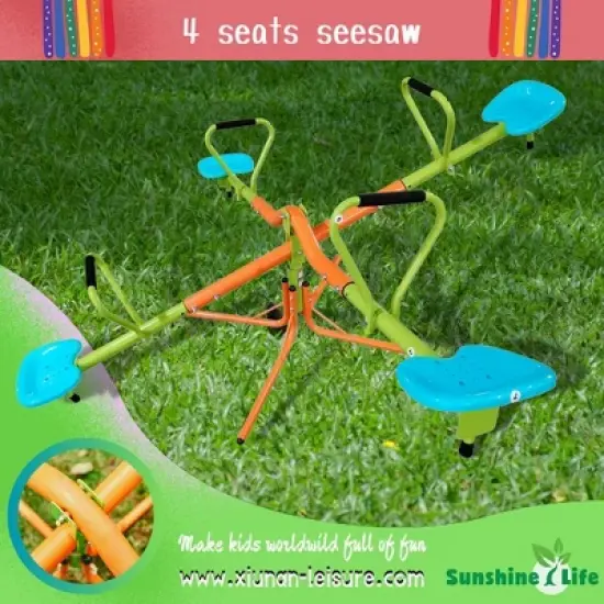 4-Seat Kids Seesaw Indoor Outdoor Toys, 360 Degrees Rotating Swivel Teeter Totter Seesaw Home Playground Playing Equipment image {2}
