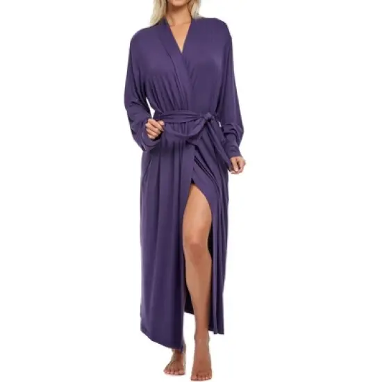 Women's Classic Soft Knit Long Lounge Robe with Pockets image {11}