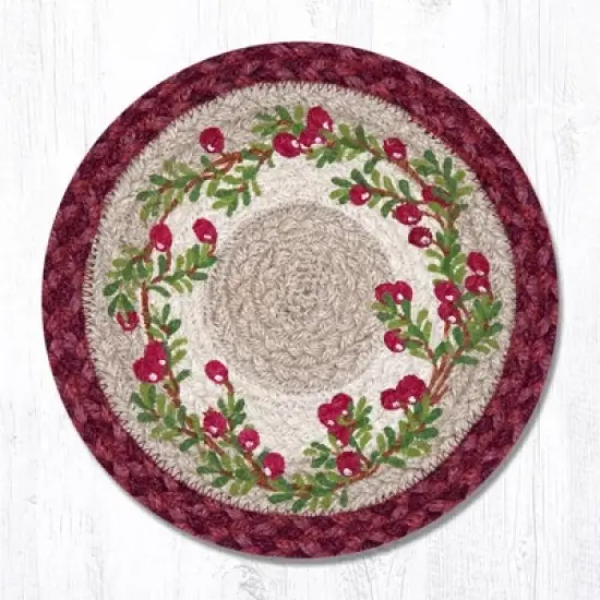 Earth Rugs Cranberries Printed Round Trivet 10"x10" Heat-Resistant Kitchen Accessory image {3}