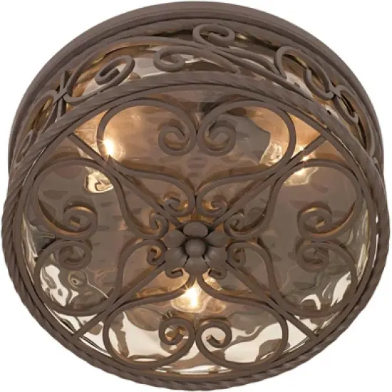 John Timberland Casa Seville Rustic Farmhouse Flush Mount Outdoor Ceiling Light Fixture Dark Walnut 5" Champagne Water Glass for Post Exterior Barn image {4}