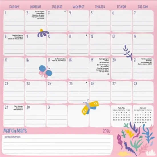 Trends International 2026 Family Bilingual French 12"x12" Family Calendar image {3}