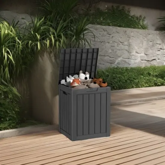 NAYSAYE Deck Box 28 Gal Outdoor Storage Deck Box, Small Patio Storage Bin for Garden Tools image {5}